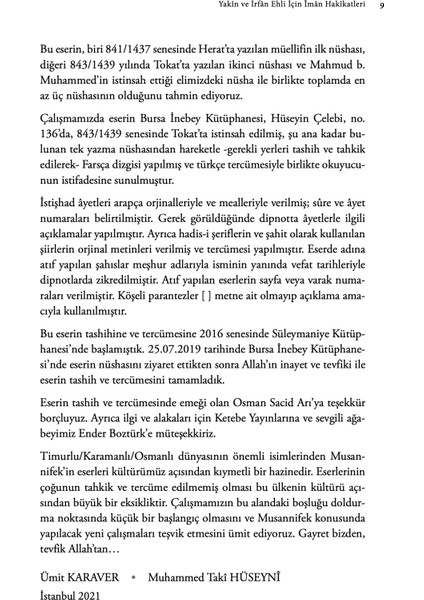 Yakîn ve İrfan Ehli İçin İman Hakikatleri - Şeyh Ali el-Bistami