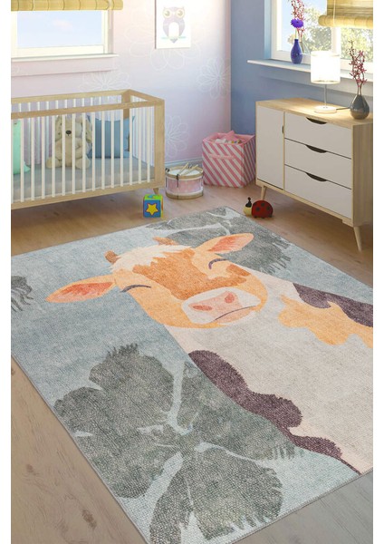 Saint-Nazaire Figürlü Mavi Polyester Dikdörtgen Modern Desenli Pamuk Makinada Yıkanabilir Hav Toz Vermez Leke Tutmayan Kaymaz Taban Dijital Makine Baskı Salon Yolluk Mutfak Halı