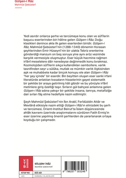 Gülşen-i Râz - Mahmûd Şebüsterî fiyatları