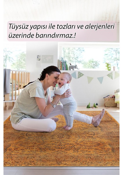 Grand Baie Eskitme Sarı Polyester Dikdörtgen Modern Desenli Pamuk Makinada Yıkanabilir Hav Toz Vermez Leke Tutmayan Kaymaz Taban Dijital Makine Baskı Salon Yolluk Mutfak Halı modelleri