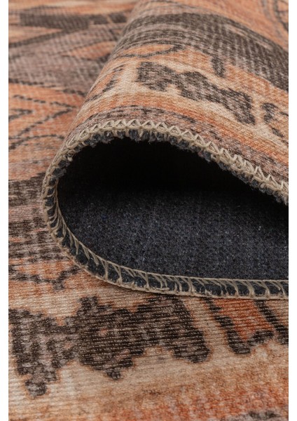 Praia Da Rocha Geometrik Turuncu Polyester Dikdörtgen Modern Desenli Pamuk Makinada Yıkanabilir Hav Toz Vermez Leke Tutmayan Kaymaz Taban Dijital Makine Baskı Salon Yolluk Mutfak Halı indirimleri