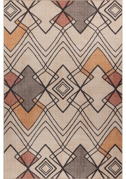 Guincho Geometrik Krem Polyester Dikdörtgen Modern Desenli Pamuk Makinada Yıkanabilir Hav Toz Vermez Leke Tutmayan Kaymaz Taban Dijital Makine Baskı Salon Yolluk Mutfak Halı fiyatları
