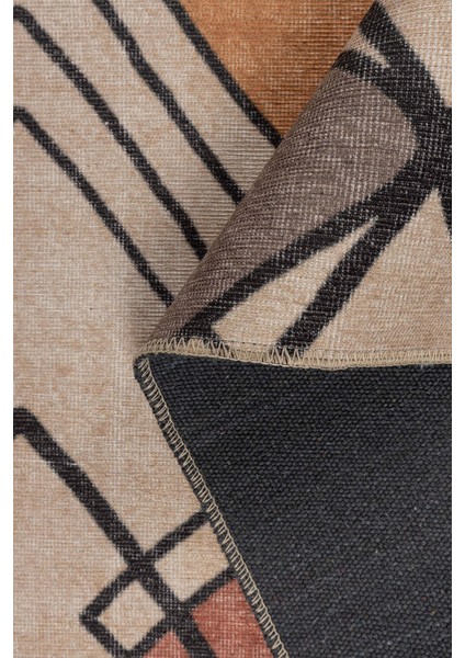 Guincho Geometrik Krem Polyester Dikdörtgen Modern Desenli Pamuk Makinada Yıkanabilir Hav Toz Vermez Leke Tutmayan Kaymaz Taban Dijital Makine Baskı Salon Yolluk Mutfak Halı fırsatları