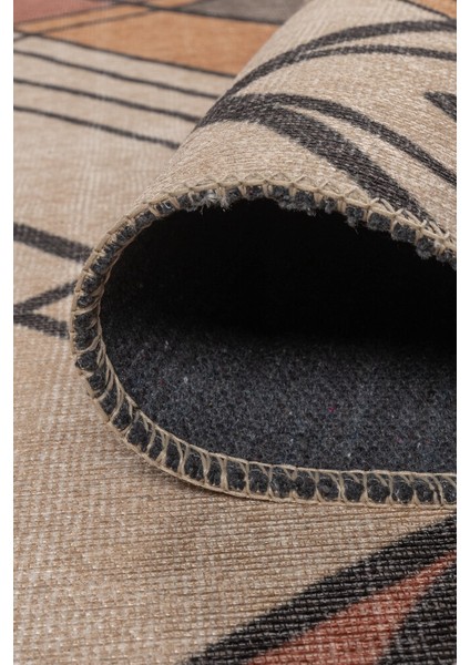 Guincho Geometrik Krem Polyester Dikdörtgen Modern Desenli Pamuk Makinada Yıkanabilir Hav Toz Vermez Leke Tutmayan Kaymaz Taban Dijital Makine Baskı Salon Yolluk Mutfak Halı indirimleri
