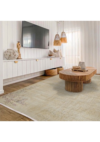 Krem Çiçekli Etnik Modern Desenli Pamuk Makinada Yıkanabilir Hav Toz Vermez Leke Tutmayan Kaymaz Taban Dijital Makine Baskı Salon Yolluk Mutfak Halı modelleri