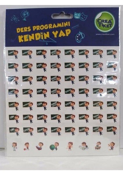 Crea Tiket 1052 Haftalık Ders Programı Okul Etiketi modelleri