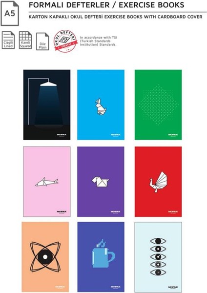 Mopak A5 Defter Karton Kapak Kareli 120 Yaprak Defterler