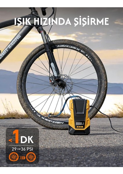 Yeni Ac/dc Kablolu Hem Priz Hem Araç Girişli Araç, Motor, Bisiklet, Top Vs Lastik Şişirme Kompresörü