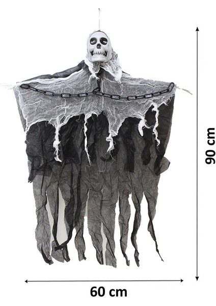 Cadılar Bayramı Işıklı Kuru Kafa Hayalet Asılabilir Halloween Parti Dekoru 90 cm fiyatları