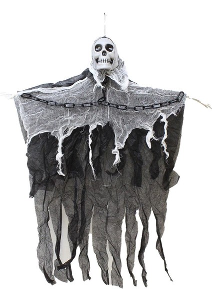 Cadılar Bayramı Işıklı Kuru Kafa Hayalet Asılabilir Halloween Parti Dekoru 90 cm modelleri