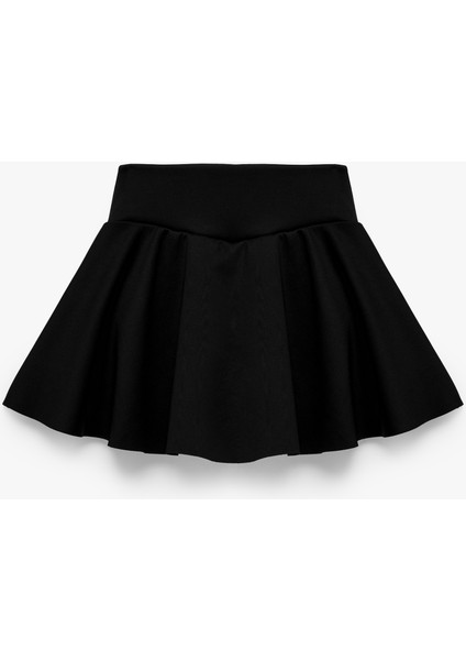 Yüksek Bel Rahat Kalıp Scuba Mini Spor Şort Etek