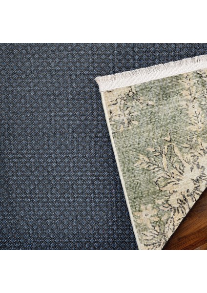 Yeşil Klasik Etnik Modern Desenli Pamuk Makinada Yıkanabilir Hav Toz Vermez Leke Tutmayan Kaymaz Taban Dijital Makine Baskı Salon Yolluk Mutfak Halı indirimleri