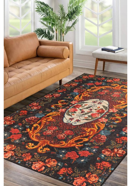 Schiltigheim Çiçekli Kırmızı Polyester Dikdörtgen Modern Desenli Pamuk Makinada Yıkanabilir Hav Toz Vermez Leke Tutmayan Kaymaz Taban Dijital Makine Baskı Salon Yolluk Mutfak Halı fiyatları