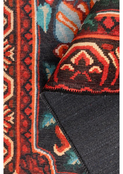 Saumur Çiçekli Kırmızı Polyester Dikdörtgen Modern Desenli Pamuk Makinada Yıkanabilir Hav Toz Vermez Leke Tutmayan Kaymaz Taban Dijital Makine Baskı Salon Yolluk Mutfak Halı fırsatları