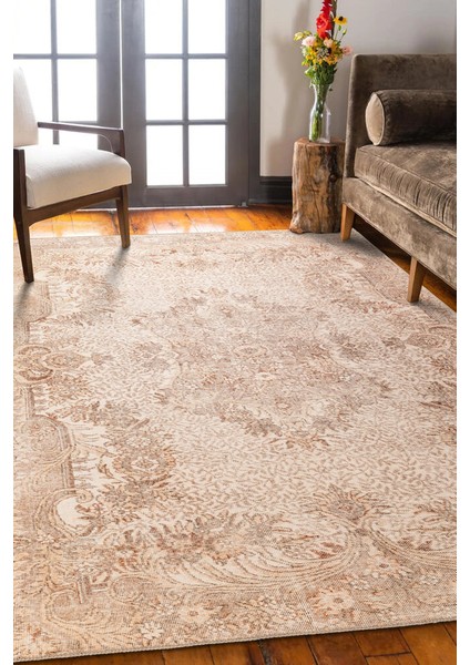 Navagio Eskitme Bej Polyester Dikdörtgen Modern Desenli Pamuk Makinada Yıkanabilir Hav Toz Vermez Leke Tutmayan Kaymaz Taban Dijital Makine Baskı Salon Yolluk Mutfak Halı