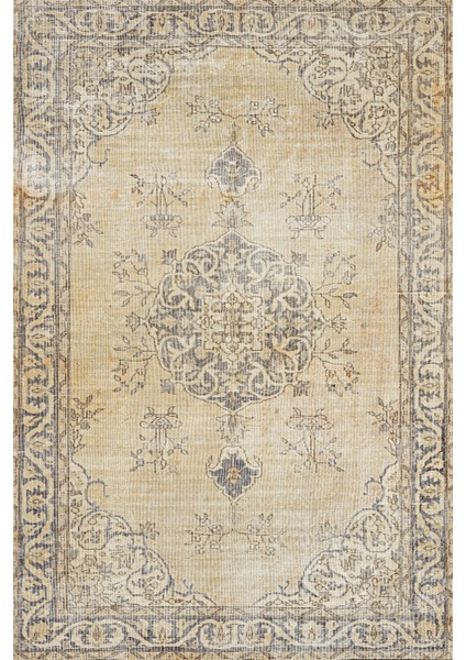 Sarı Eskitme Etnik Modern Desenli Pamuk Makinada Yıkanabilir Hav Toz Vermez Leke Tutmayan Kaymaz Taban Dijital Makine Baskı Salon Yolluk Mutfak Halı