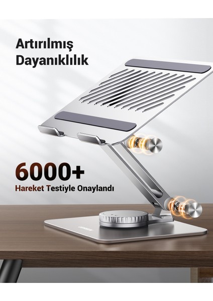 Yükseklik ve Açı Ayarlı 360 Derece Döndürülebilir Alüminyum Tablet Notebook Standı, 90849 fırsatları