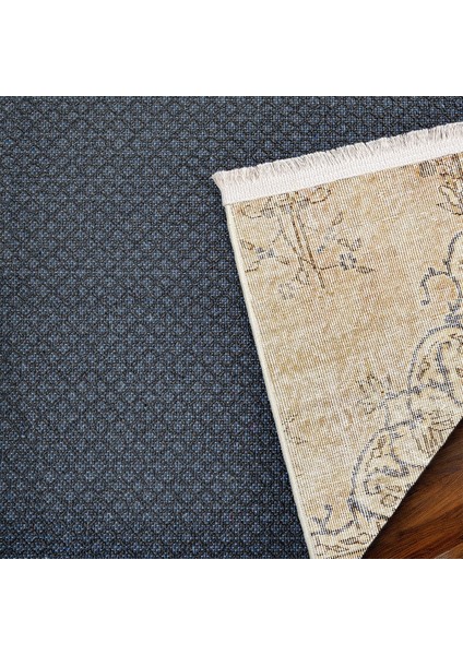 Sarı Eskitme Etnik Modern Desenli Pamuk Makinada Yıkanabilir Hav Toz Vermez Leke Tutmayan Kaymaz Taban Dijital Makine Baskı Salon Yolluk Mutfak Halı indirimleri