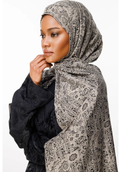 Henna Desen Çift Taraflı Şal Siyah-Bej modelleri