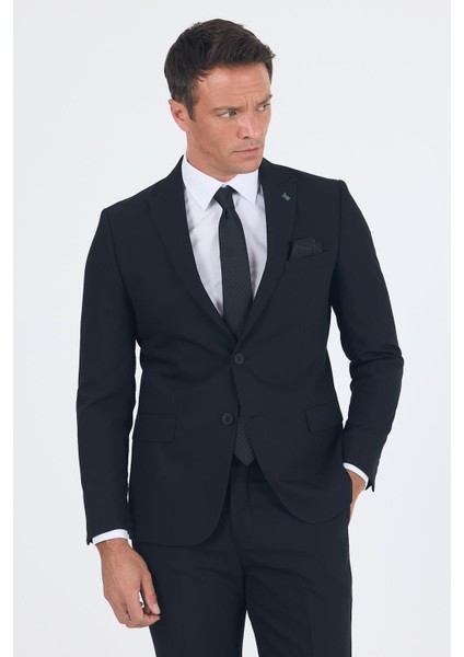 Siyah Düz Gabardin Kılıç Yaka 2 Düğme Pamuklu 6 Drop Slim Fit Basic Takım Elbise 1001250011_001 fiyatları