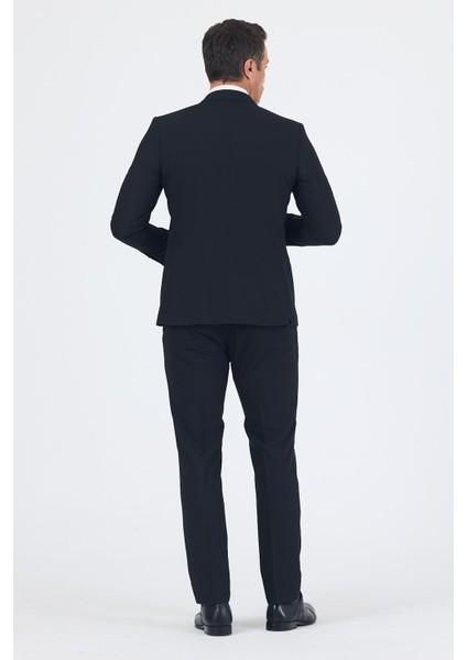 Siyah Düz Gabardin Kılıç Yaka 2 Düğme Pamuklu 6 Drop Slim Fit Basic Takım Elbise 1001250011_001 indirimleri