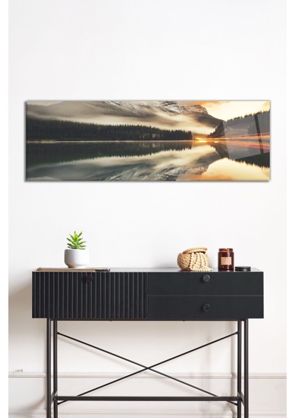 Orman Gökyüzü ve Yansıması Panoramik Cam Tablo, Darbelere Dayanıklı Kırılmaz Cam, Hediyelik