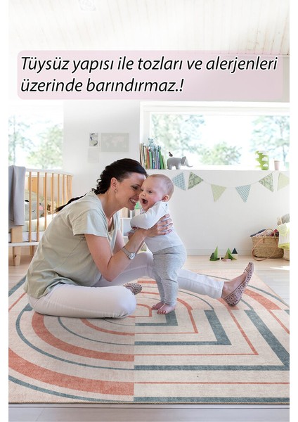 Mitjana Modern Krem Polyester Dikdörtgen Modern Desenli Pamuk Makinada Yıkanabilir Hav Toz Vermez Leke Tutmayan Kaymaz Taban Dijital Makine Baskı Salon Yolluk Mutfak Halı modelleri