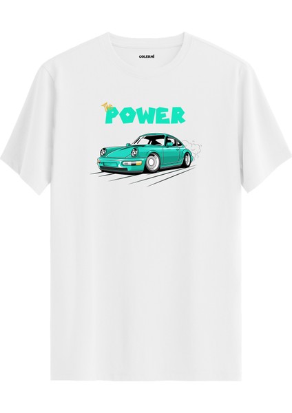 Spor Araba Tasarım The Power Baskılı %100 Pamuk Premium Kumaş Tişört