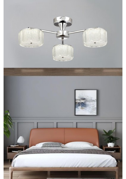 ESSLİGHT MERCAN 3 LÜ PLAFONYER LED AVİZE ŞEKER CAMLI 3 RENK IŞIK MODLU (BEYAZ SARI GÜN IŞIĞI) SALON OTURMA ODASI YATAK ODASI
