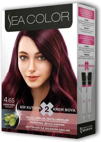 2 Tüp Krem Saç Boyası Seti Şarap Kızılı No:4.65