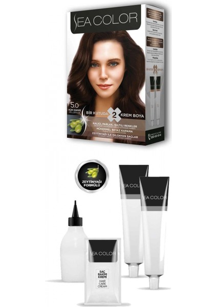 2 Tüp Krem Saç Boyası Seti Açık Kahve No:5.0 fiyatları