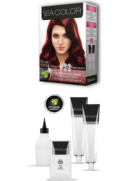 2 Tüp Krem Saç Boyası Seti Amazon Kızılı No:55.46 fiyatları