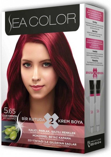 2 Tüp Krem Saç Boyası Seti Çilek Kırmızısı No:5.65