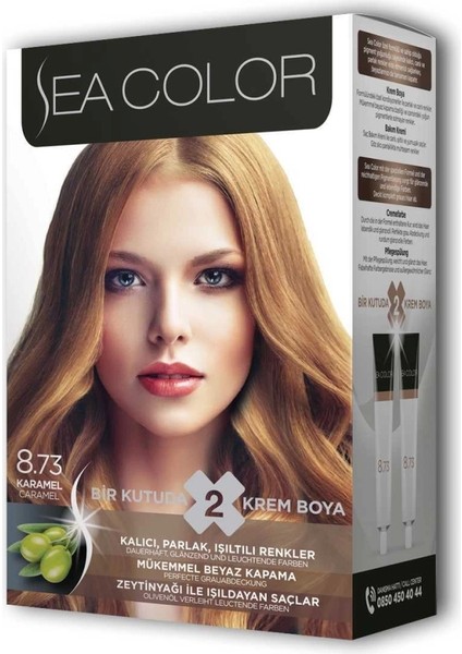 2 Tüp Krem Saç Boyası Seti Karamel No:8.73