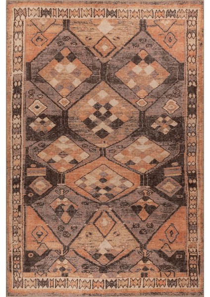 Praia Da Rocha Geometrik Turuncu Polyester Dikdörtgen Modern Desenli Pamuk Makinada Yıkanabilir Hav Toz Vermez Leke Tutmayan Kaymaz Taban Dijital Makine Baskı Salon Yolluk Mutfak Halı fiyatları