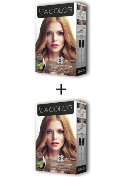 2x2 Tüp Krem Saç Boyası Seti Karamel No:8.73