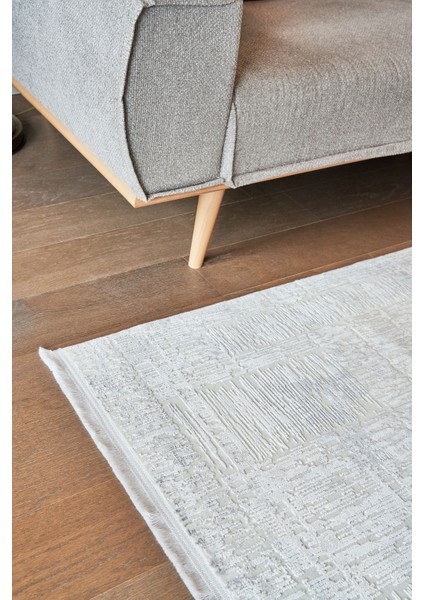 Uxue Gri Modern Etnik Desenli Viskon Hav Vermeyen Leke Tutmayan Kolay Temizlenen Yumuşak Makine Salon Yolluk Mutfak Halı