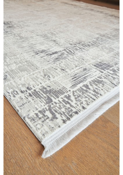 Uxue Gri Modern Etnik Desenli Viskon Hav Vermeyen Leke Tutmayan Kolay Temizlenen Yumuşak Makine Salon Yolluk Mutfak Halı