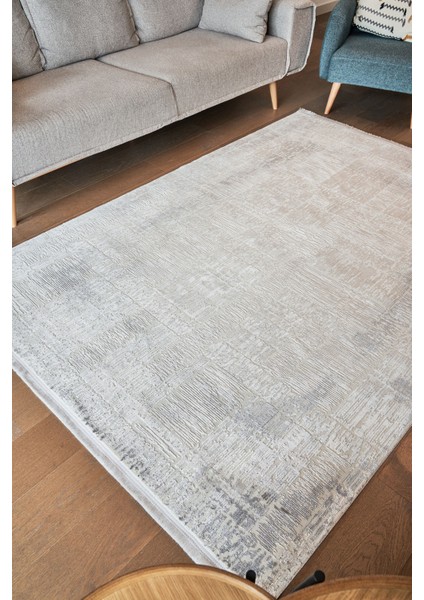 Uxue Gri Modern Etnik Desenli Viskon Hav Vermeyen Leke Tutmayan Kolay Temizlenen Yumuşak Makine Salon Yolluk Mutfak Halı