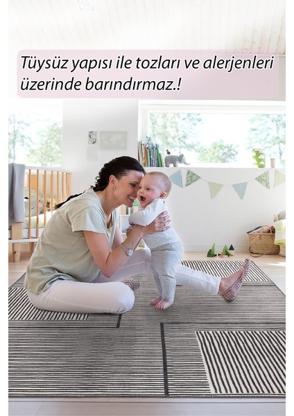 Oludeniz Geometrik Siyah Polyester Dikdörtgen Modern Desenli Pamuk Makinada Yıkanabilir Hav Toz Vermez Leke Tutmayan Kaymaz Taban Dijital Makine Baskı Salon Yolluk Mutfak Halı modelleri