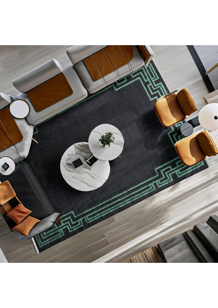 Siyah Geometrik Etnik Modern Desenli Pamuk Makinada Yıkanabilir Hav Toz Vermez Leke Tutmayan Kaymaz Taban Dijital Makine Baskı Salon Yolluk Mutfak Halı fırsatları