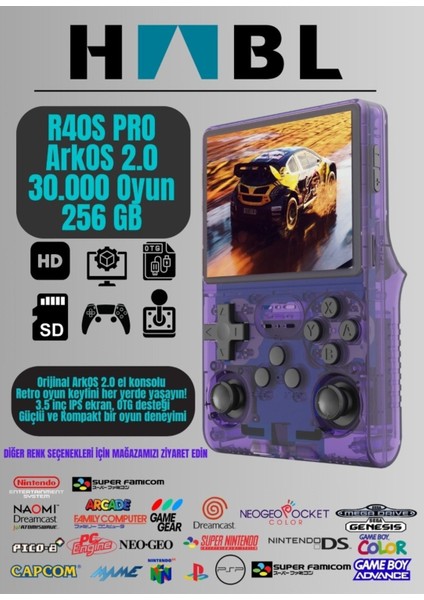 Retro Arcade R40S PRO ArkOS 2.0 +30.000 Oyunlu El Konsolu 256 GB