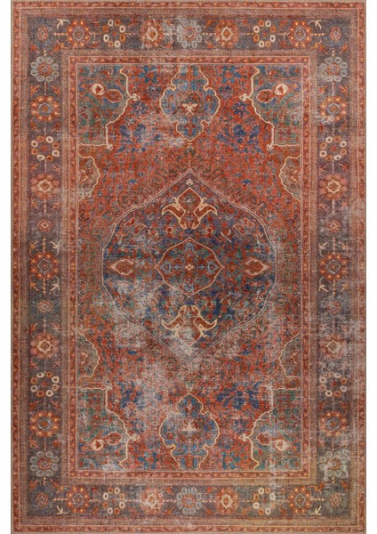 Brighton Klasik Kırmızı Polyester Dikdörtgen Modern Desenli Pamuk Makinada Yıkanabilir Hav Toz Vermez Leke Tutmayan Kaymaz Taban Dijital Makine Baskı Salon Yolluk Mutfak Halı fiyatları