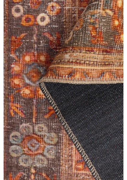 Brighton Klasik Kırmızı Polyester Dikdörtgen Modern Desenli Pamuk Makinada Yıkanabilir Hav Toz Vermez Leke Tutmayan Kaymaz Taban Dijital Makine Baskı Salon Yolluk Mutfak Halı fırsatları