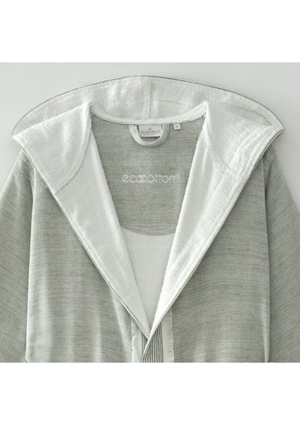 Hasna Kadın Bornoz %100 Organik Pamuk Keten Melanj Haki fiyatları