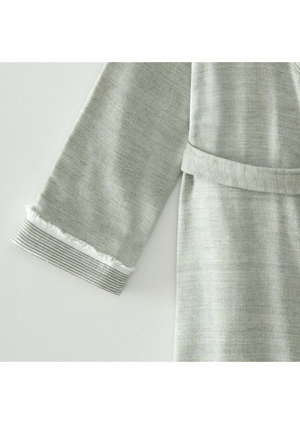 Hasna Kadın Bornoz %100 Organik Pamuk Keten Melanj Haki fırsatları