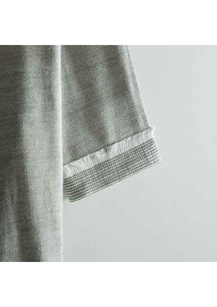 Hasna Kadın Bornoz %100 Organik Pamuk Keten Melanj Haki