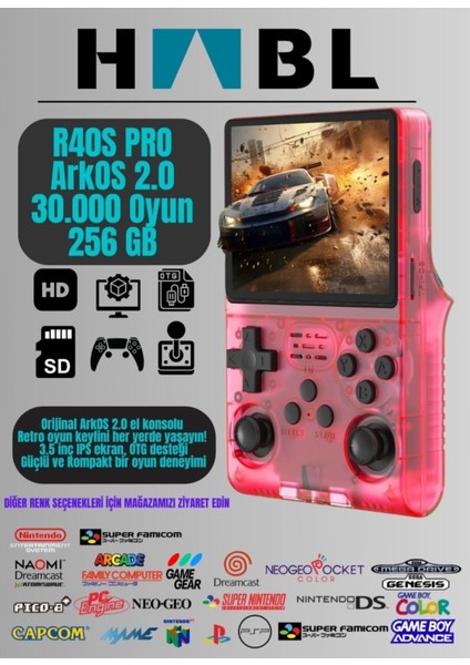 Retro Arcade R40S Pro Arkos 2.0 +30.000 Oyunlu El Konsolu 256 GB