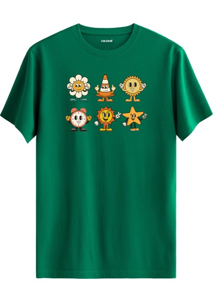 Retro Karakter Tasarımlı Regular Tişört %100 Pamuk Premium Kumaş