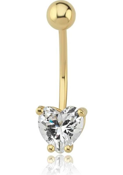 Kalp Kesim Taşlı Göbek Piercing